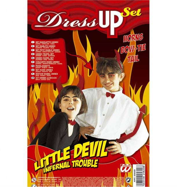 Halloweenaccessoires duivel setjes met staart en hoorntjes