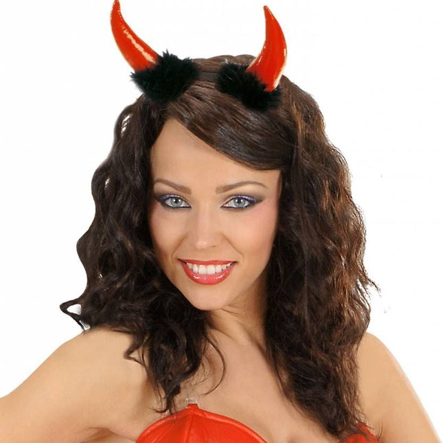 Halloweenaccessoires: Duivelshoorntjes met zwarte maraboe