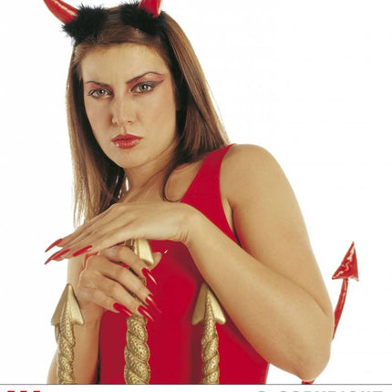 Halloweenaccessoires: Duivelshoorntjes met zwarte maraboe
