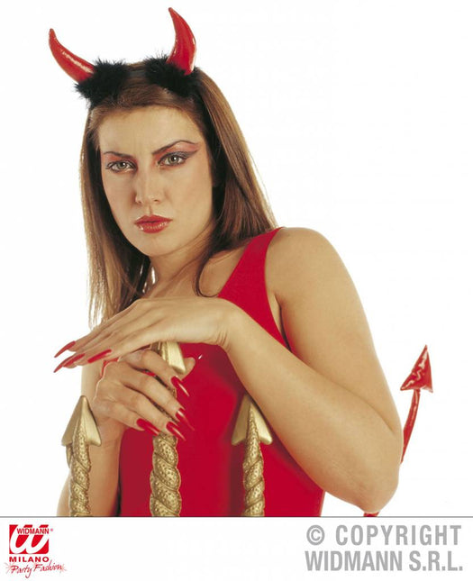 Halloweenaccessoires: Duivelshoorntjes met zwarte maraboe