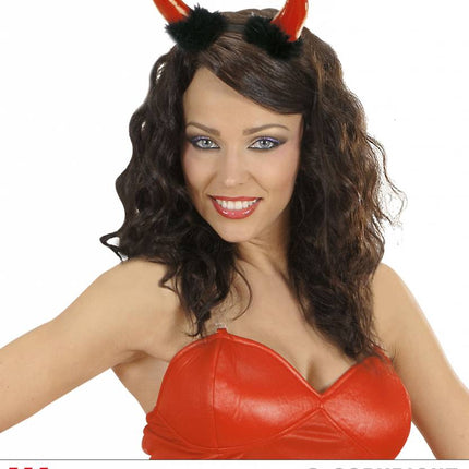 Halloweenaccessoires: Duivelshoorntjes met zwarte maraboe