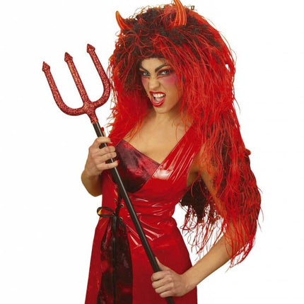 Halloweenaccessoires: Extra lange duivelspruik