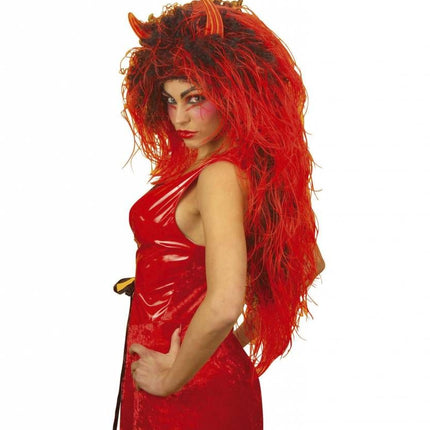 Halloweenaccessoires: Extra lange duivelspruik
