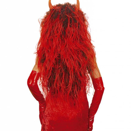 Halloweenaccessoires: Extra lange duivelspruik