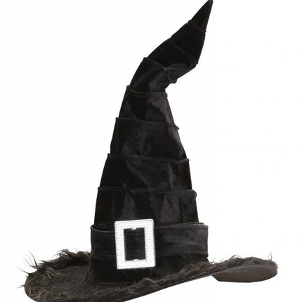 Halloweenaccessoires fluwelen heksenhoed met plusche