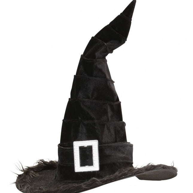 Halloweenaccessoires fluwelen heksenhoed met plusche