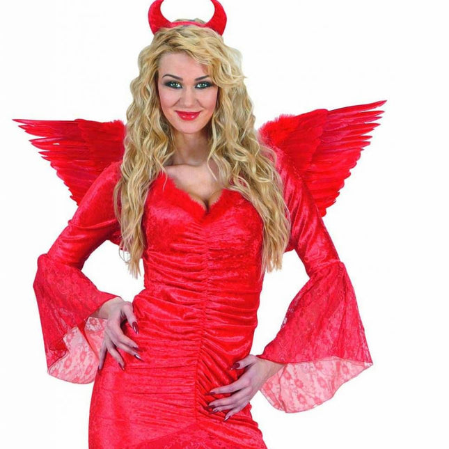 Halloweenaccessoires gevederde vleugels rood 86x31
