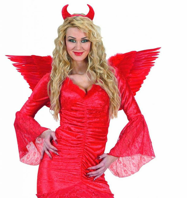 Halloweenaccessoires gevederde vleugels rood 86x31