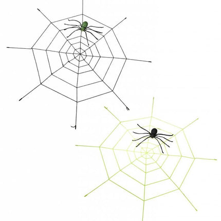 Halloweenaccessoires gigantisch spinneweg (220cm) met oplichtende spin