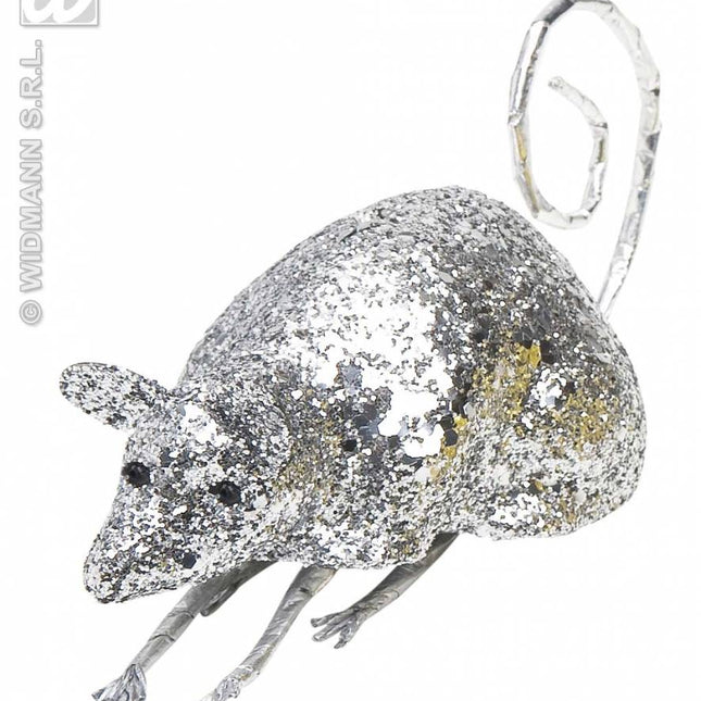 Halloweenaccessoires glitter muis 12cm