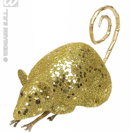 Halloweenaccessoires glitter muis 12cm