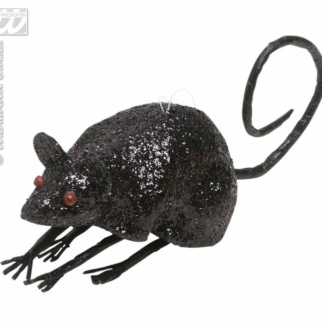 Halloweenaccessoires glitter muis 8,5cm