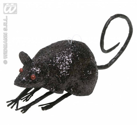 Halloweenaccessoires glitter muis 8,5cm