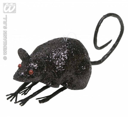Halloweenaccessoires glitter muis 8,5cm