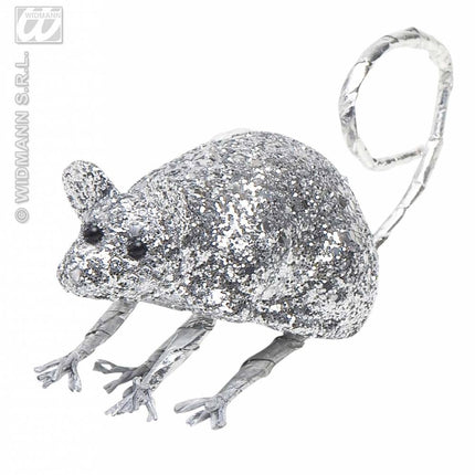 Halloweenaccessoires glitter muis 8,5cm