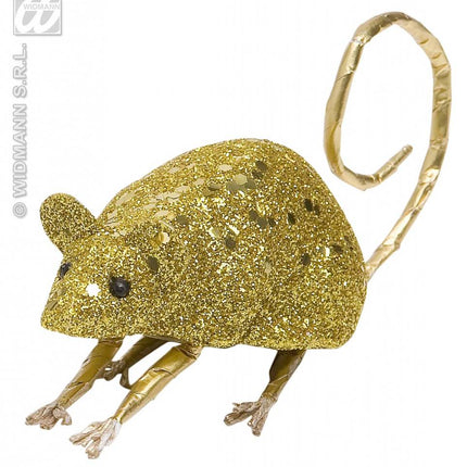 Halloweenaccessoires glitter muis 8,5cm