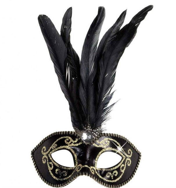 Halloweenaccessoires glitter oogmasker met stenen goud