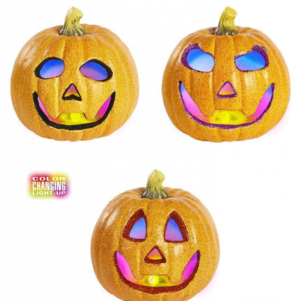 Halloweenaccessoires glitter pompoen 17cm