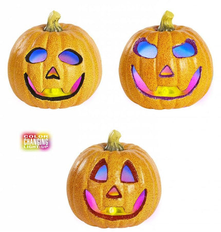 Halloweenaccessoires glitter pompoen 17cm