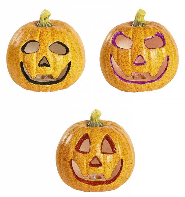 Halloweenaccessoires glitter pompoen 17cm