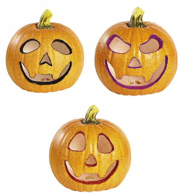 Halloweenaccessoires glitter pompoen 20cm