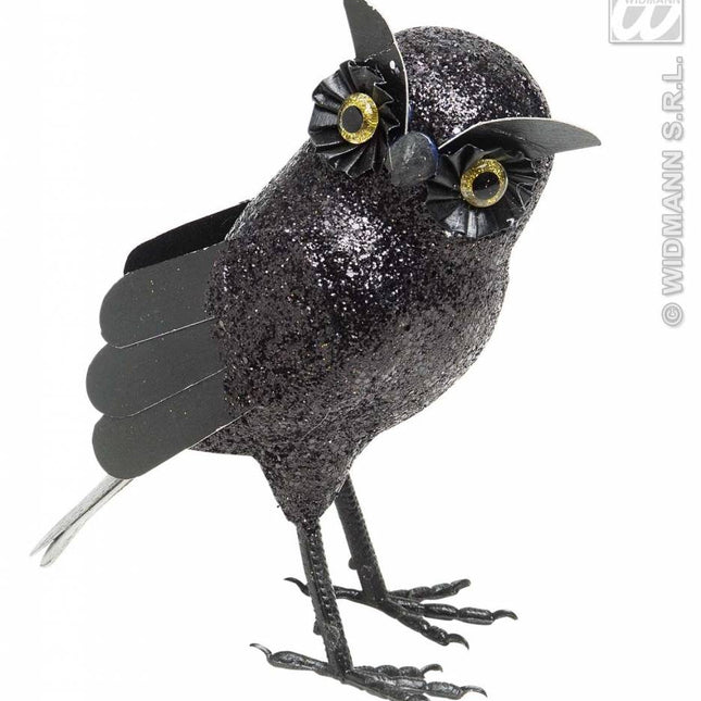 Halloweenaccessoires glitter uil 18,5cm