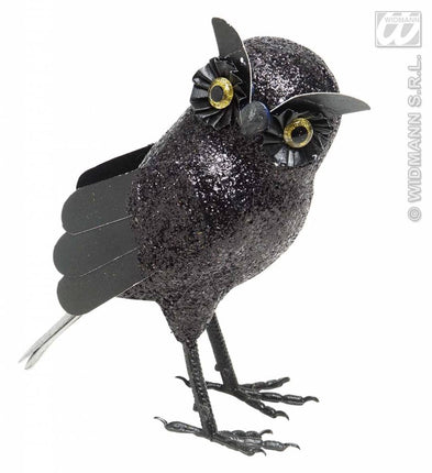 Halloweenaccessoires glitter uil 18,5cm