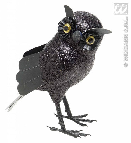 Halloweenaccessoires glitter uil 18,5cm