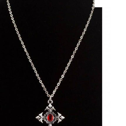 Halloweenaccessoires gothic ketting met zwarte steen
