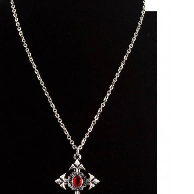 Halloweenaccessoires gothic ketting met zwarte steen