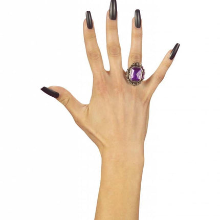 Halloweenaccessoires: Gothic ring met gemsteen