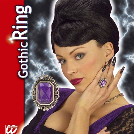 Halloweenaccessoires: Gothic ring met gemsteen