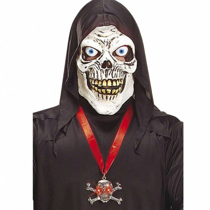 Halloweenaccessoires: Halsketting doodskop met licht