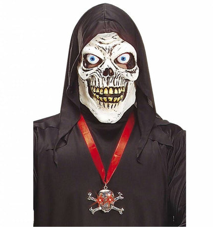 Halloweenaccessoires: Halsketting doodskop met licht