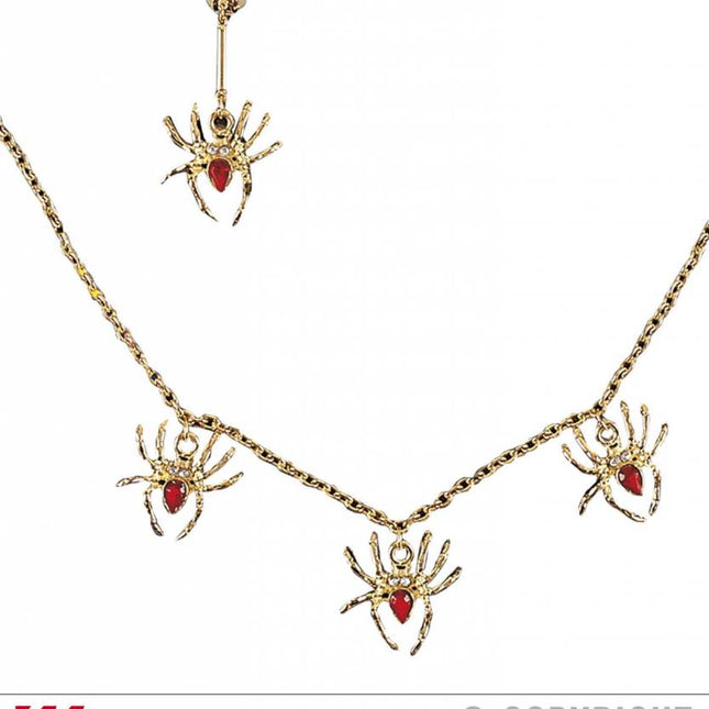 Halloweenaccessoires: Halsketting en oorbel Spider