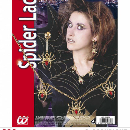 Halloweenaccessoires: Halsketting en oorbel Spider