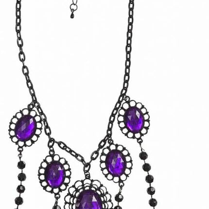 Halloweenaccessoires: Halsketting met paarse steen