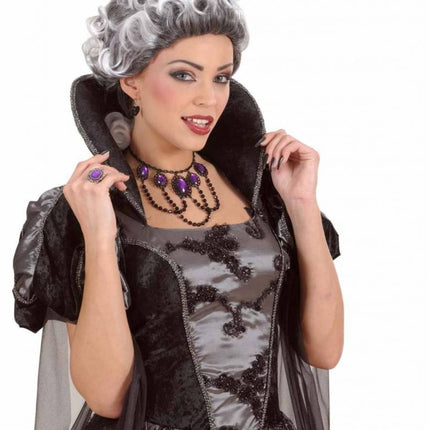 Halloweenaccessoires: Halsketting met paarse steen