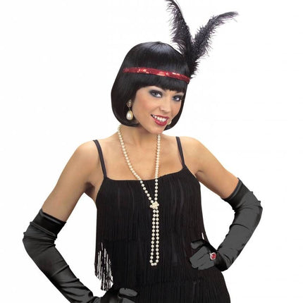 Halloweenaccessoires handschoenen satijn zwart 60cm