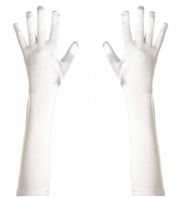 Halloweenaccessoires handschoenen spandex wit