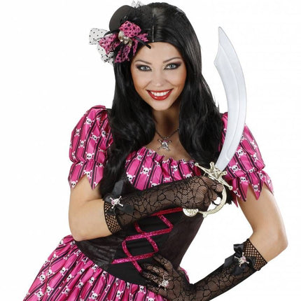 Halloweenaccessoires handschoenen spinneweb met strass schedel