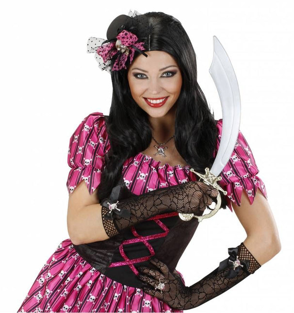 Halloweenaccessoires handschoenen spinneweb met strass schedel