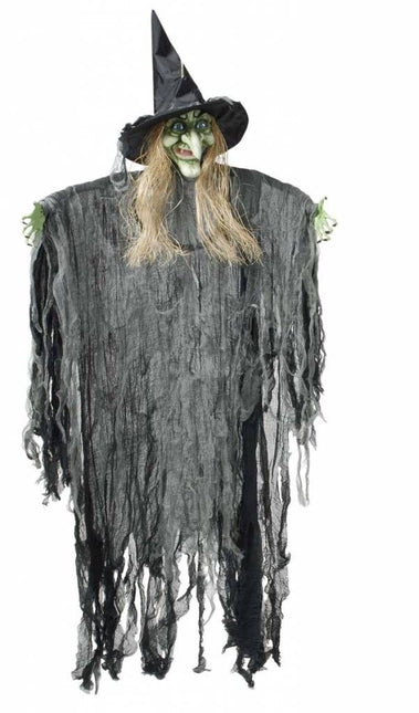 Halloweenaccessoires: Hangdeco heks 170 cm