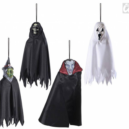 Halloweenaccessoires hangende enge figuren in 3 soorten 12cm