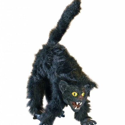 Halloweenaccessoires: Harige buigbare kat 36 cm