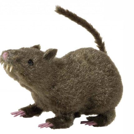Halloweenaccessoires harige rat 21cm