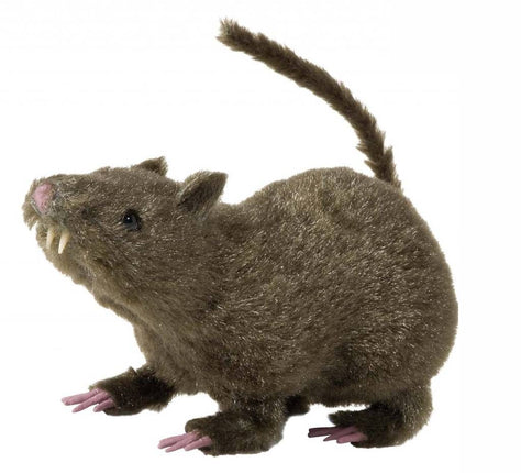 Halloweenaccessoires harige rat 21cm