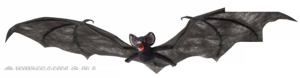 Halloweenaccessoires harige zwarte vleermuis 74cm