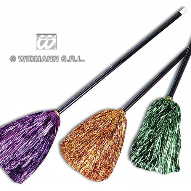 Halloweenaccessoires heksenbezem glitter 92cm
