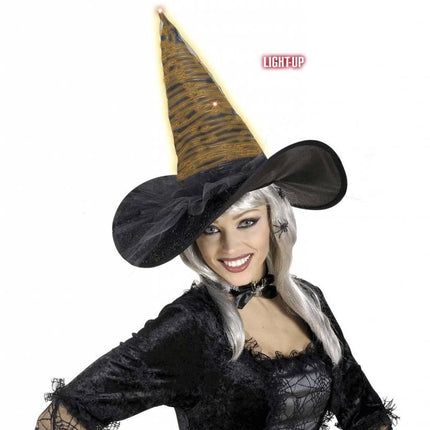 Halloweenaccessoires heksenhoed fiberoptic